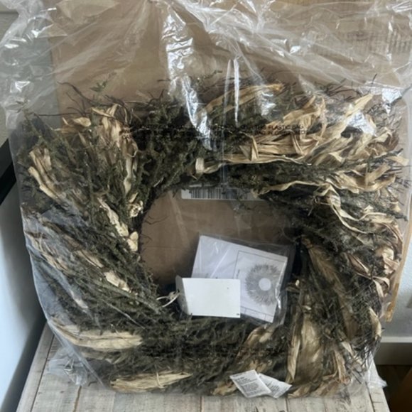 24" Illuminated Harvest Corn Leaf and Vine Wreath by Lauren McBride NEW - Picture 4 of 6